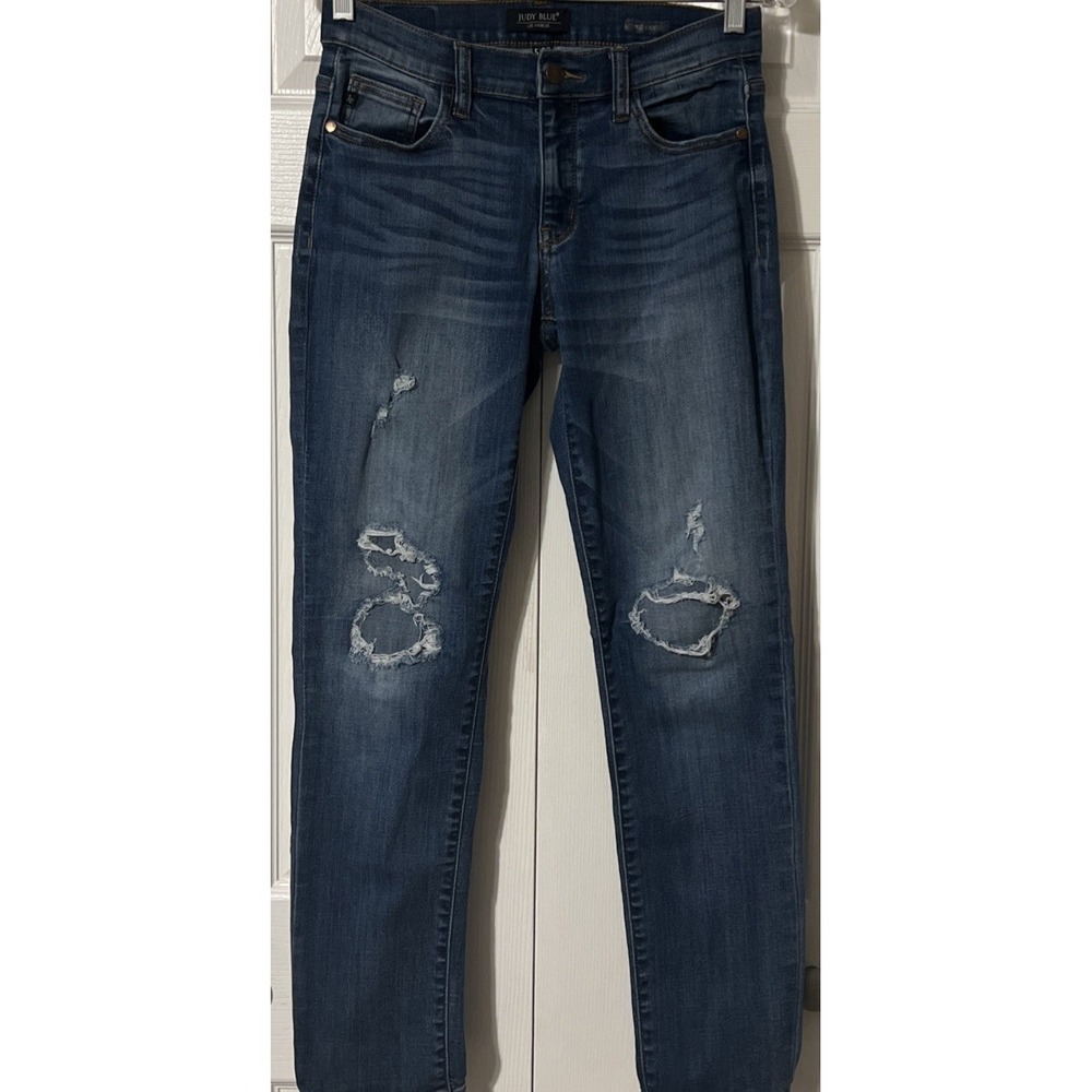 Judy Blue Boyfriend Fit‎ Mid Rise Distressed Tapered Jeans Size 5/27 (27x29) - Picture 10 of 11